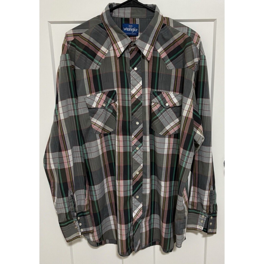 Wrangler Western Pearl Snap Shirt Men Size XXL  18-18 1/2 Neck VTG.